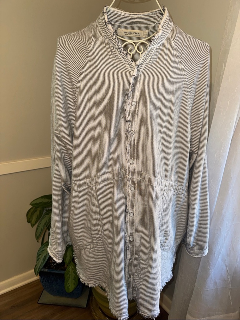 We The Free Black and White Striped Button-Up Top EUC-Like New!